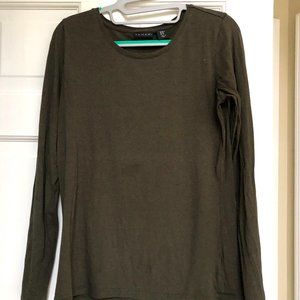 Olive Green Tahari Long Sleeve Scoop Neck